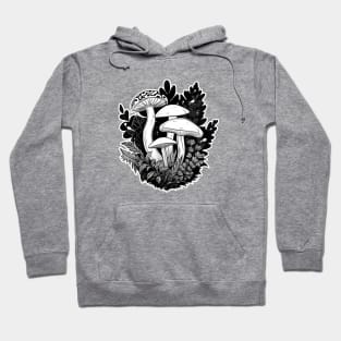 Black and White Gothic Mushrooms Hoodie